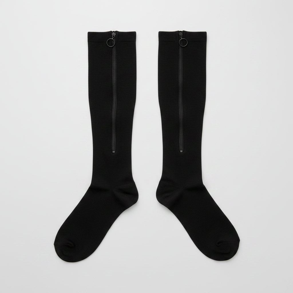 Chaussettes à zip parallèles fond gris