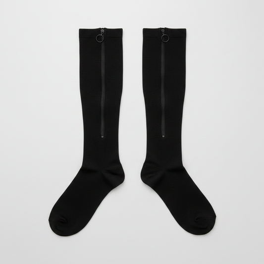 Chaussettes à zip parallèles fond gris